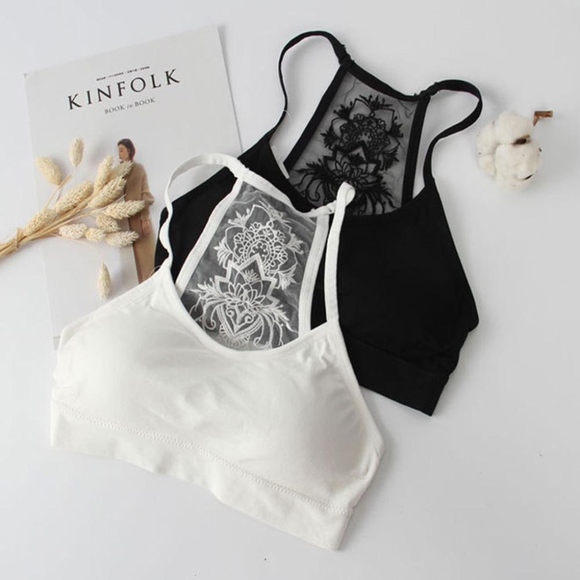 Stretchy One Size Mesh Embroidery Bra - Picture 5 of 8